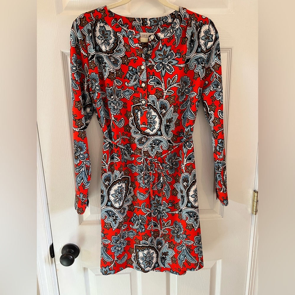 LOFT Floral Long Sleeve Dress